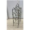 Image 5 : Gray Metal 6-Bottle Wine Rack With Gold Leaf Accents and Black Wrought Iron Wall Trellis, 30 x 15"