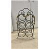 Image 6 : Gray Metal 6-Bottle Wine Rack With Gold Leaf Accents and Black Wrought Iron Wall Trellis, 30 x 15"
