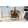 Image 1 : Vintage Wooden Spinning Wheel with Turned Legs and Foot Treadle