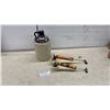 Image 1 : Vintage Stoneware Finger Jug and Two Handheld Insecticide Sprayers with Glass Bottles Including Fly