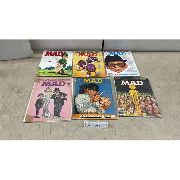 Vintage MAD Magazine Lot of 6, Issues No. 104, 159, 231, 278, 281, and 307, 1966-1991