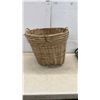 Image 5 : Handmade Woven Wicker Basket and Crocheted Striped Blanket in Green, White, Maroon and Grey