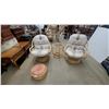 Image 1 : Vintage Rattan Living Room Set with 2 Swivel Rocking Armchairs, Glass-Top Table, and More