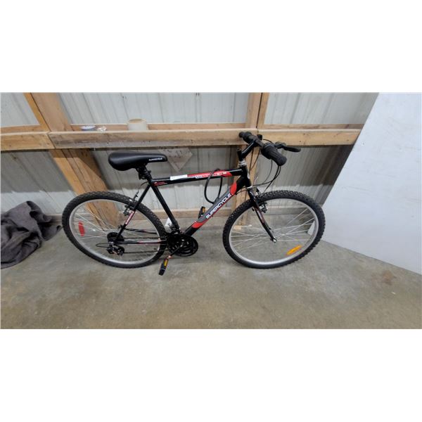 Supercycle SC1800 Mountain Bike, Black With Red and Grey Accents, Multi-Speed With Twist-Grip Shift