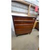 Image 1 : Mid-Century Modern Wooden Tallboy Dresser With Five Drawers and Tapered Legs 44.6 x 18 x 38" Walnut