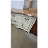 Image 3 : French Provincial Style Dresser with Serpentine Wood Top, Painted Finish, and Brass Hardware