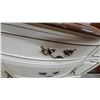Image 6 : French Provincial Style Dresser with Serpentine Wood Top, Painted Finish, and Brass Hardware
