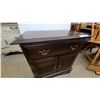 Image 4 : Dark-Stained Wooden Accent Cabinet with Drawer and Louvered Doors28 x 26 x 17"