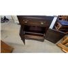 Image 5 : Dark-Stained Wooden Accent Cabinet with Drawer and Louvered Doors28 x 26 x 17"