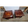 Image 5 : Pair of Regency Revival Mahogany Two-Tier Side Tables with Tooled Leather Tops and Fluted Legs