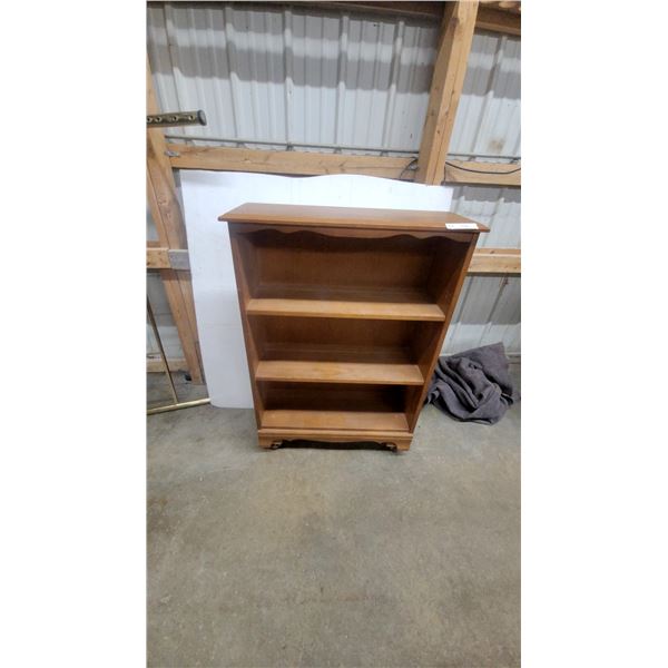 Wooden Three-Shelf Bookcase with Scalloped Top Edge 42 x 30 x 10"