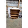 Image 1 : Wooden Three-Shelf Bookcase with Scalloped Top Edge 42 x 30 x 10"