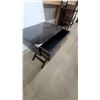 Image 3 : Black Campaign-Style Side Table with Single Drawer and X-Base 24 x 19 x 13"