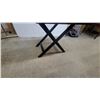 Image 4 : Black Campaign-Style Side Table with Single Drawer and X-Base 24 x 19 x 13"