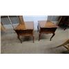 Image 1 : Pair of French Provincial Style Two-Drawer Wooden End Tables with Cabriole Legs 22 x 20 x 28"
