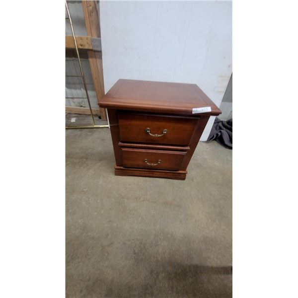 Traditional Two-Drawer Wooden Nightstand with Brass Bail Pull Handles 25 x 18 x 24"