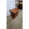 Image 2 : Traditional Two-Drawer Wooden Nightstand with Brass Bail Pull Handles 25 x 18 x 24"