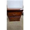 Image 4 : Traditional Two-Drawer Wooden Nightstand with Brass Bail Pull Handles 25 x 18 x 24"