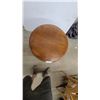 Image 2 : Round Wooden French Provincial Side Table with Drawer and Cabriole Legs 22" Hgt. ×25"