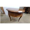 Image 3 : Round Wooden French Provincial Side Table with Drawer and Cabriole Legs 22" Hgt. ×25"