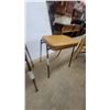 Image 2 : Pair of Vintage Mid-Century Utility Stools with Tan Faux Leather Seats and Metal Legs Stacking