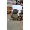 Image 2 : Pair of Mid-Century Modern Curved Wood Armchairs with Green Diamond Pattern Upholstery