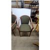Image 3 : Pair of Mid-Century Modern Curved Wood Armchairs with Green Diamond Pattern Upholstery