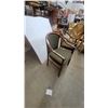 Image 5 : Pair of Mid-Century Modern Curved Wood Armchairs with Green Diamond Pattern Upholstery