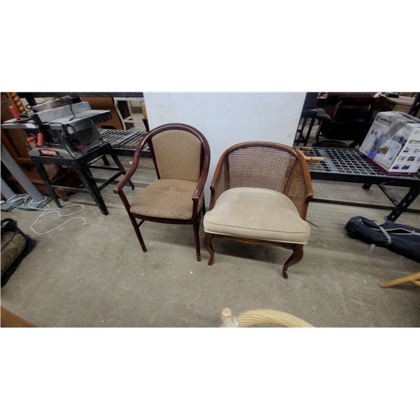 Pair of Vintage Armchairs With Bentwood Frame and Cane Back Upholstered Seats