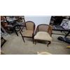 Image 1 : Pair of Vintage Armchairs With Bentwood Frame and Cane Back Upholstered Seats