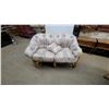 Image 1 : Rattan Two-Seater Loveseat with Southwestern-Pattern Tufted Cushions and Throw Pillow 54"