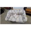 Image 2 : Rattan Two-Seater Loveseat with Southwestern-Pattern Tufted Cushions and Throw Pillow 54"