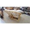 Image 4 : Rattan Two-Seater Loveseat with Southwestern-Pattern Tufted Cushions and Throw Pillow 54"