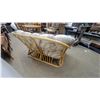 Image 5 : Rattan Two-Seater Loveseat with Southwestern-Pattern Tufted Cushions and Throw Pillow 54"