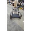 Image 1 : Modern Outdoor Rocking Chair with Metal Frame, Slatted Back, and Sling Mesh Seat Built