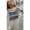 Image 3 : Modern Outdoor Rocking Chair with Metal Frame, Slatted Back, and Sling Mesh Seat Built