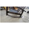 Image 4 : Modern Outdoor Rocking Chair with Metal Frame, Slatted Back, and Sling Mesh Seat Built