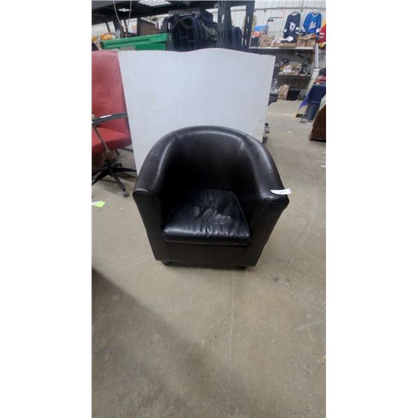Espresso Faux Leather Accent Barrel Tub Chair