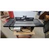 Image 2 : Craftsman Router Table with Job Router and Red Tool Stand on Wheels