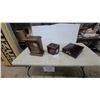 Image 1 : Howard Miller Quartz Mantel Clock with Wooden Case, Brass Handle, and Roman Numeral Dial Plus