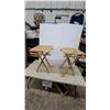 Image 1 : Pair of Bamboo Folding Side Tables with Slatted Tops and X-Frame Legs 25 x 15 x 15"
