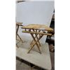 Image 2 : Pair of Bamboo Folding Side Tables with Slatted Tops and X-Frame Legs 25 x 15 x 15"
