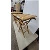 Image 3 : Pair of Bamboo Folding Side Tables with Slatted Tops and X-Frame Legs 25 x 15 x 15"