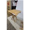 Image 5 : Pair of Bamboo Folding Side Tables with Slatted Tops and X-Frame Legs 25 x 15 x 15"