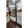 Image 12 : Antique Oak Washstand with Mirror and Towel Rack Cabinet Doors 66 x 30 x 18"