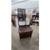 Image 1 : Antique Oak Washstand with Mirror and Towel Rack Cabinet Doors 66 x 30 x 18"