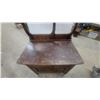 Image 3 : Antique Oak Washstand with Mirror and Towel Rack Cabinet Doors 66 x 30 x 18"