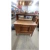 Image 1 : Antique Golden Oak Quartersawn Sideboard Buffet with Mirror, Carved Crest, Late 19th Century