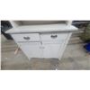 Image 4 : Antique Two-Piece Kitchen Painted Step Back Cabinet, White, Glass-Paned Doors, Two Drawers