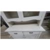 Image 5 : Antique Two-Piece Kitchen Painted Step Back Cabinet, White, Glass-Paned Doors, Two Drawers